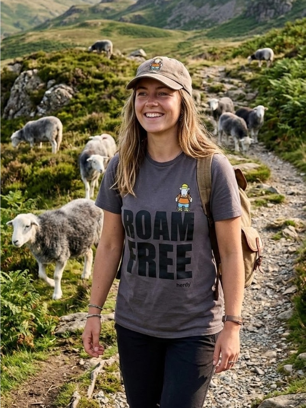 Herdy “Roam Free” Short Sleeve Tee in Charcoal
